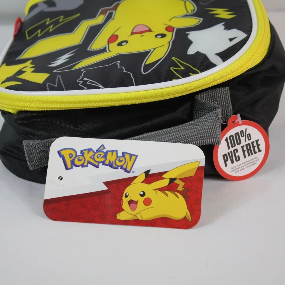 Thermos x Pokémon Pikachu Black & Yellow Dual Pocket Insulated Lunch Bag - NEW